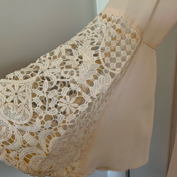 Sequin Hearts Pastel Flowy Embroided Long Sleeves Dress - Picture 3 of 5